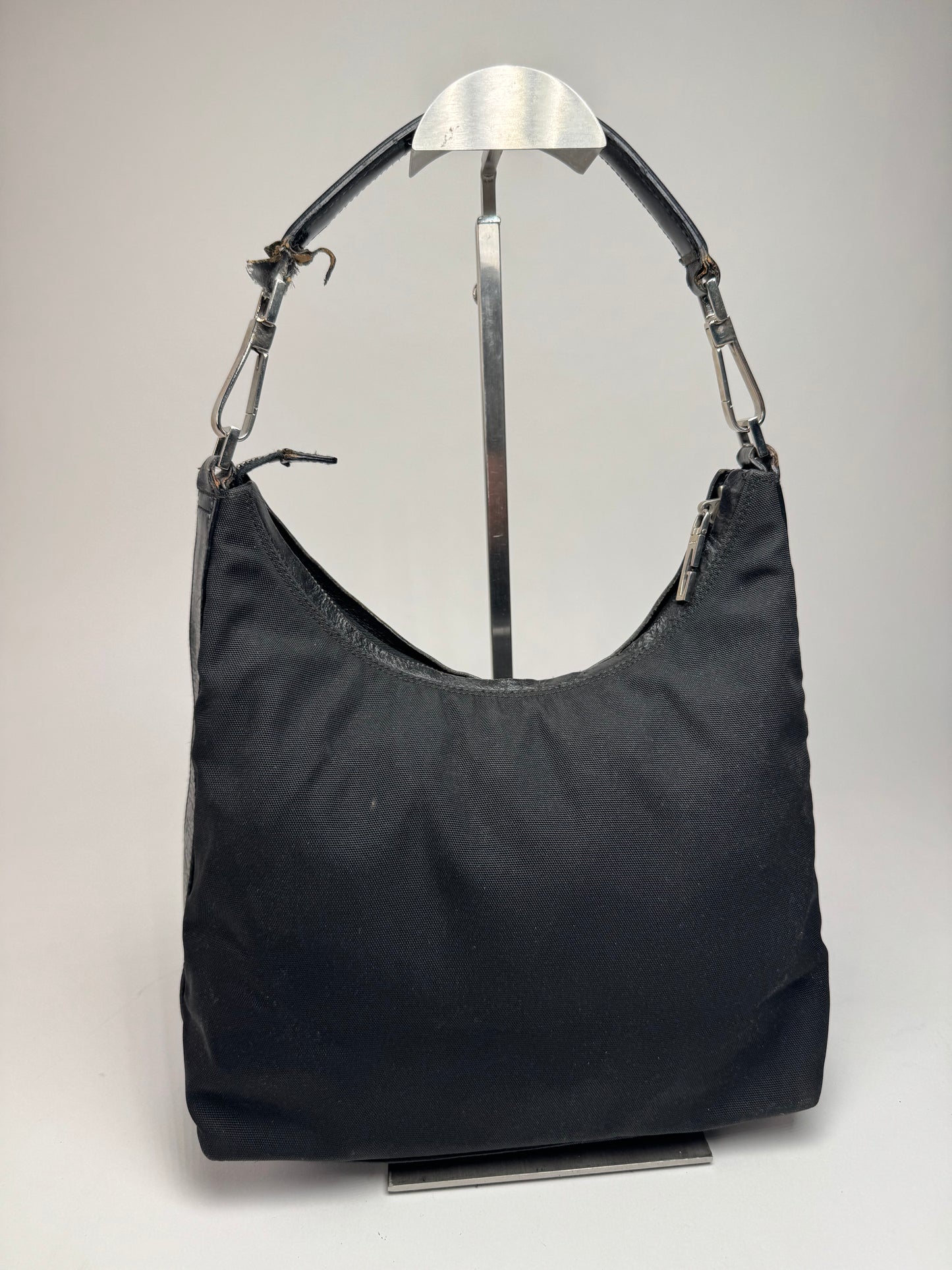 Vintage Gucci Canvas Leather Handbag Black