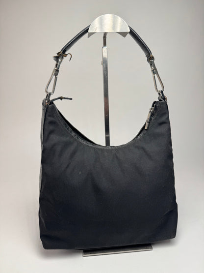 Vintage Gucci Canvas Leather Handbag Black