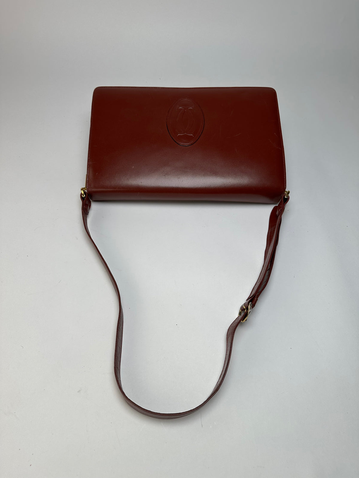 Vintage Cartier Must de Cartier Flap Crossbody Bag c. Late 1980s Burgundy