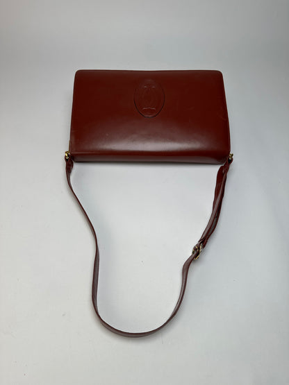 Vintage Cartier Must de Cartier Flap Crossbody Bag c. Late 1980s Burgundy