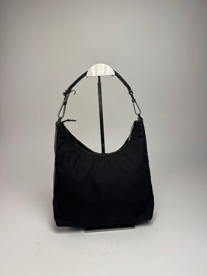 Vintage Gucci Canvas Leather Handbag Black