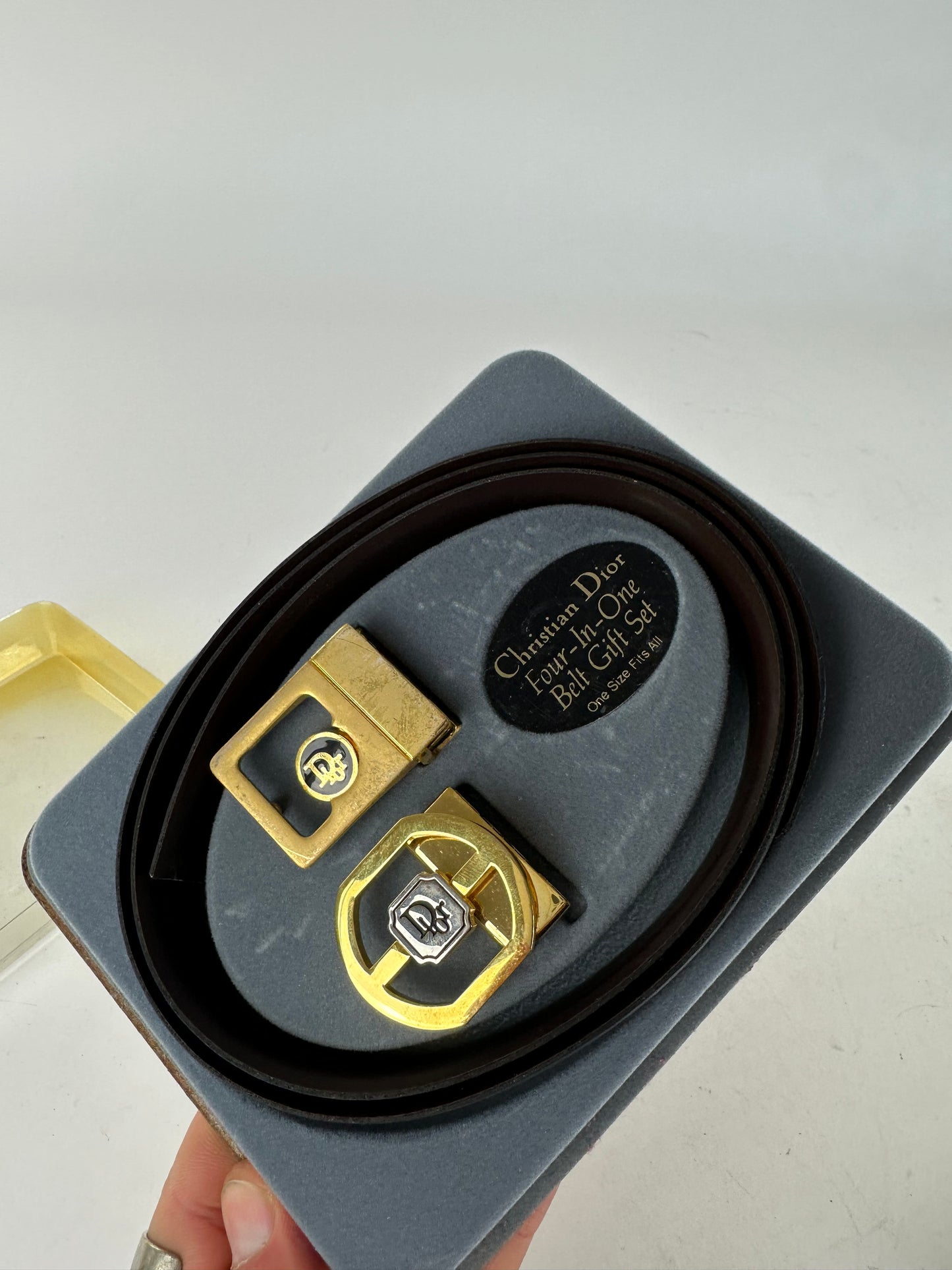 Vintage Dior 4 in 1 Leather Belt Set Black Brown New
