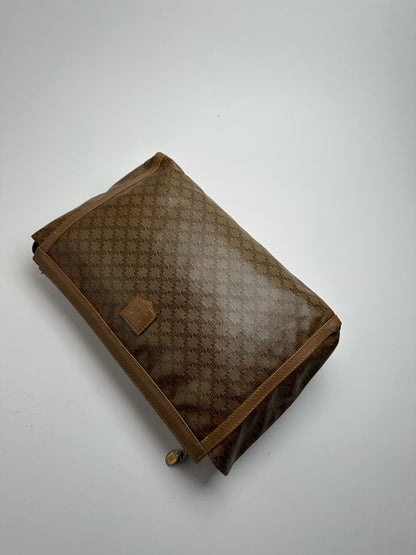 Vintage Celine Triomphe Leather Clutch brown
