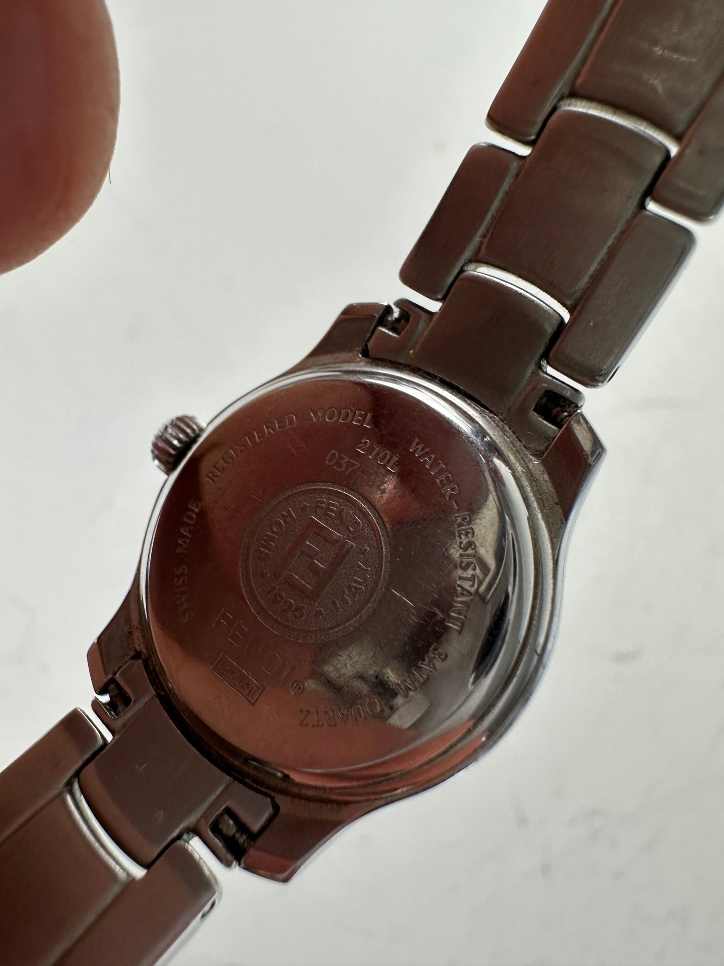 Vintage Fendi Stainless Steel Bracelet Watch Gold Dial