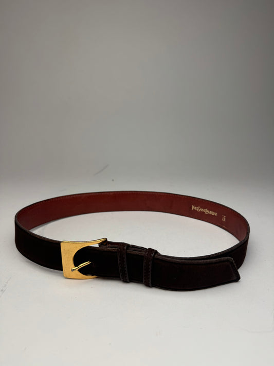 Vintage Yves Saint Laurent Suede Leather Belt Brown
