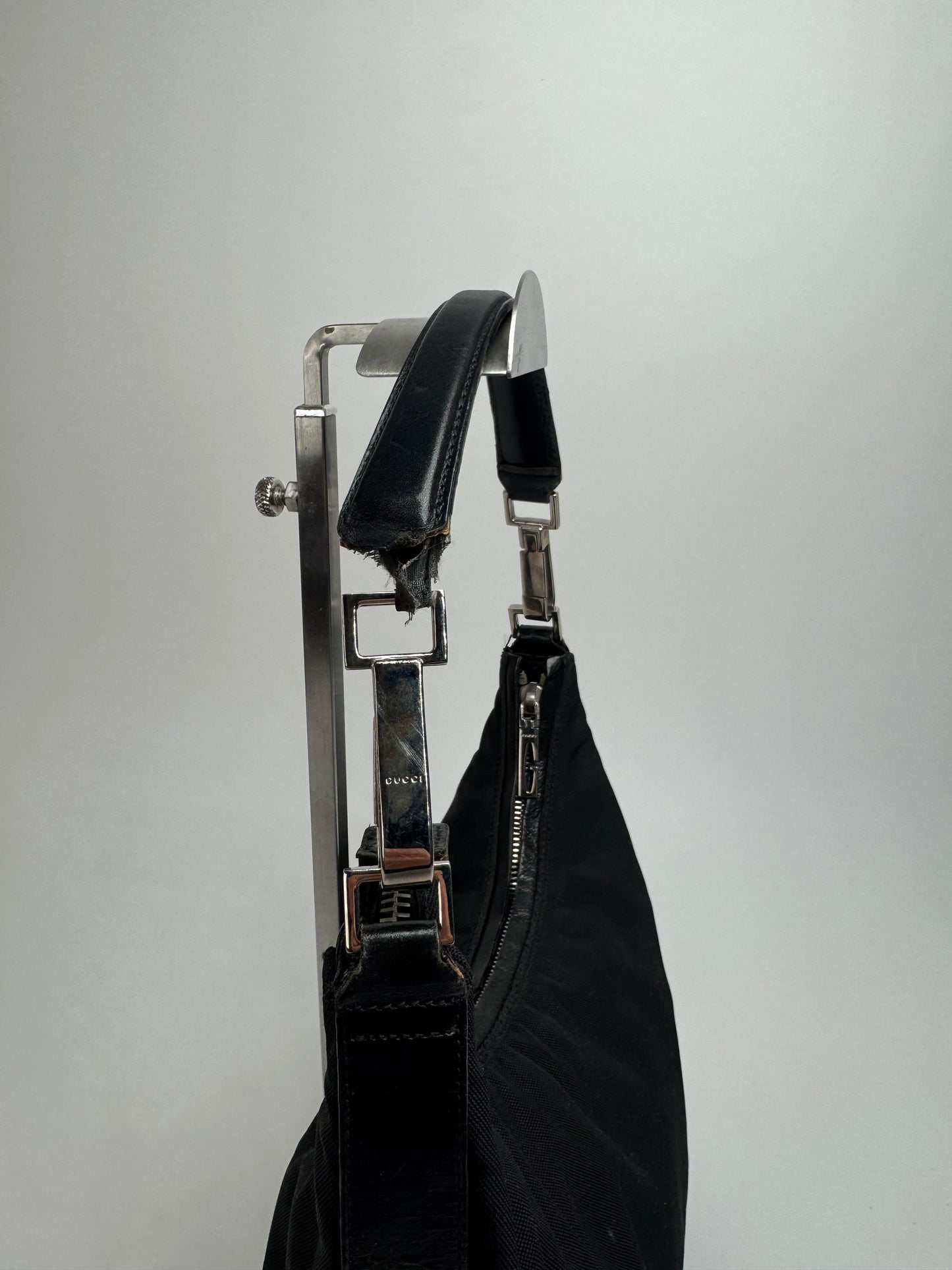 Vintage Gucci Canvas Leather Handbag Black