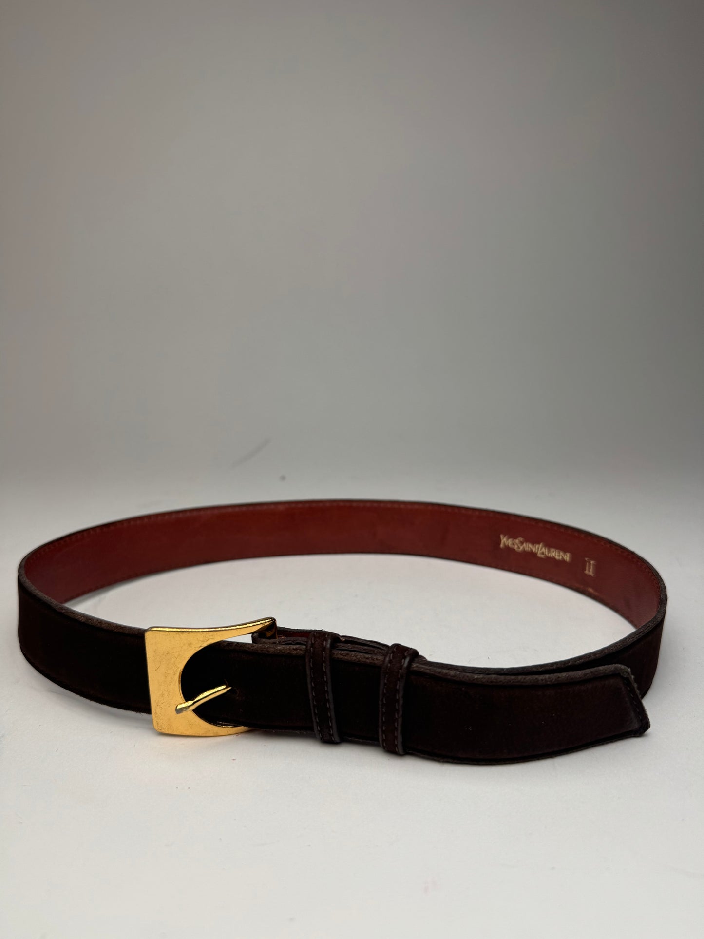 Vintage Yves Saint Laurent Suede Leather Belt Brown