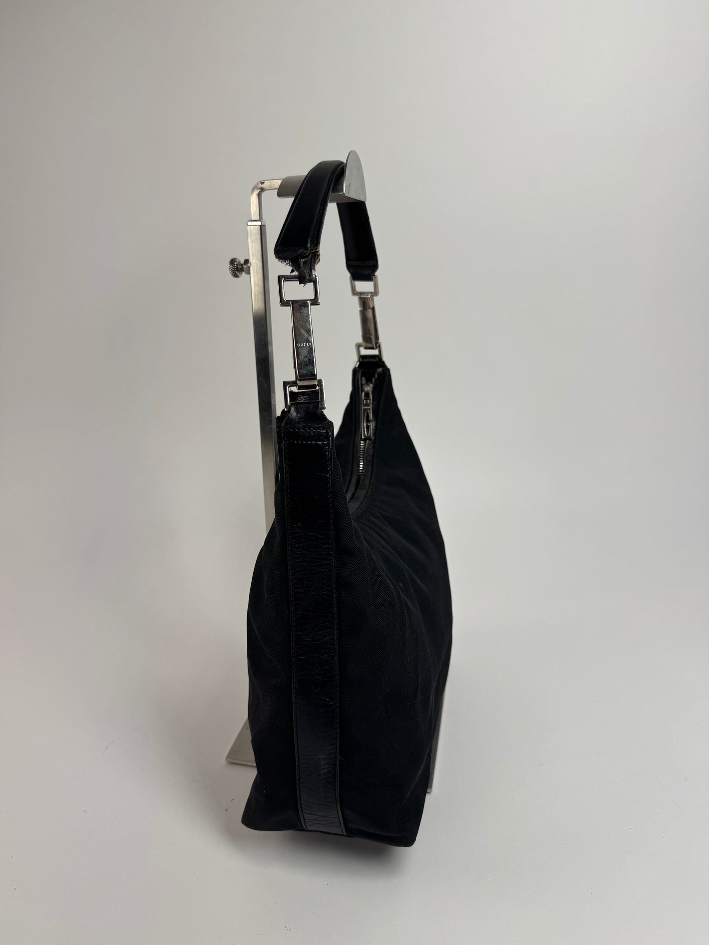 Vintage Gucci Canvas Leather Handbag Black