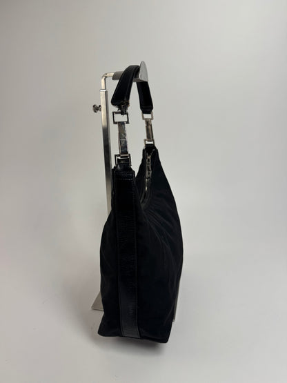 Vintage Gucci Canvas Leather Handbag Black