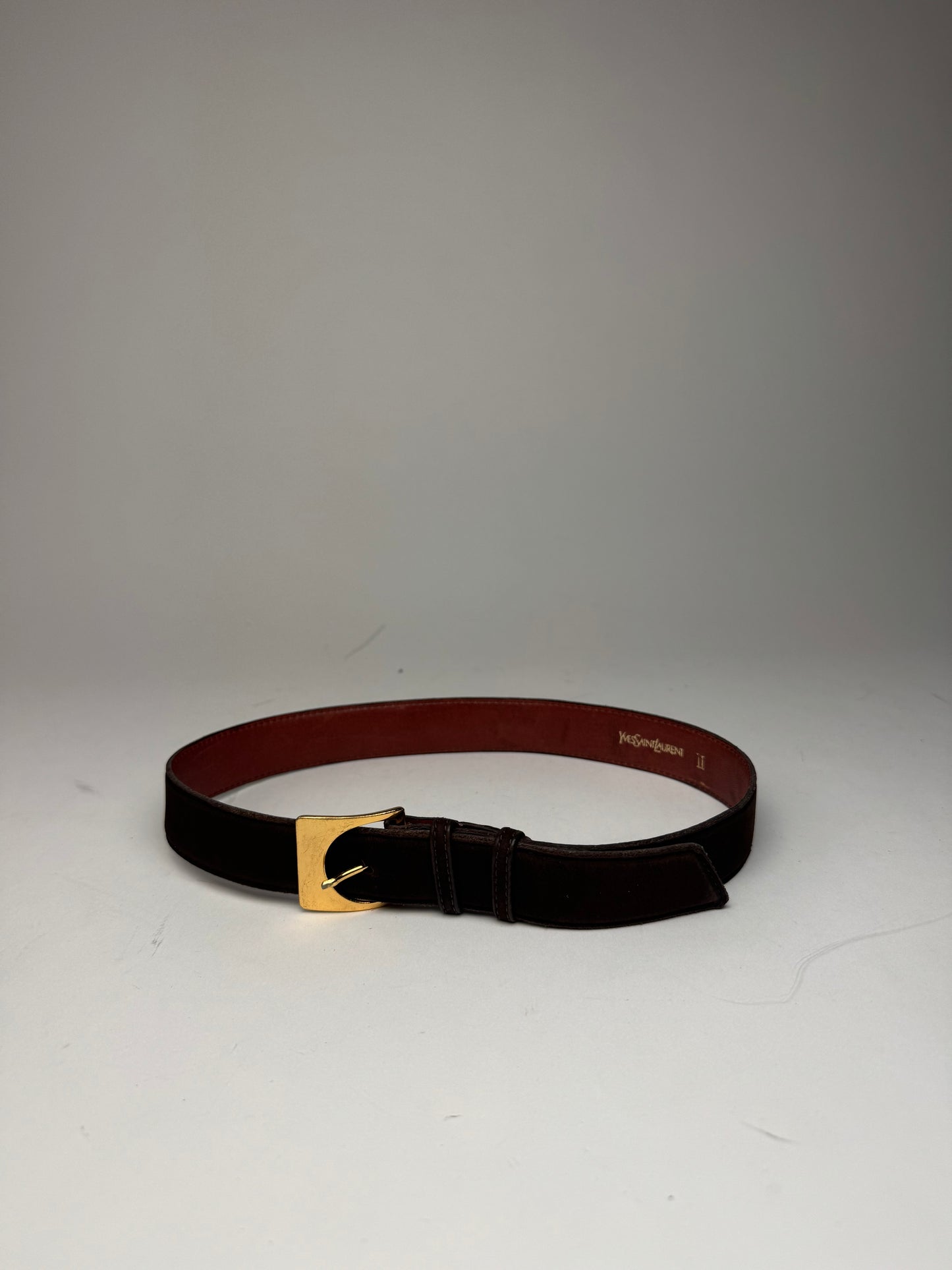 Vintage Yves Saint Laurent Suede Leather Belt Brown