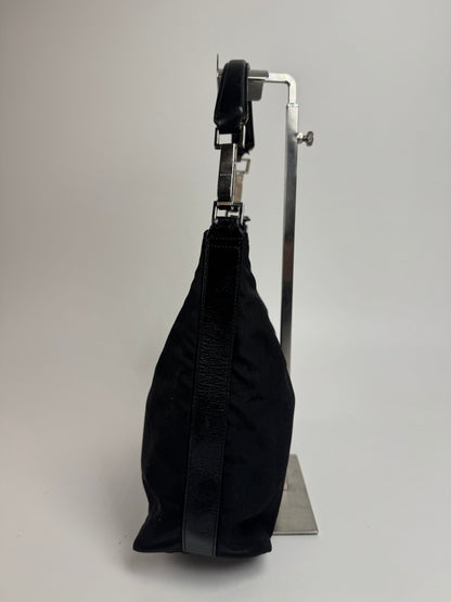 Vintage Gucci Canvas Leather Handbag Black