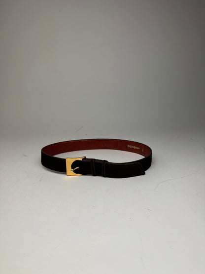 Vintage Yves Saint Laurent Suede Leather Belt Brown