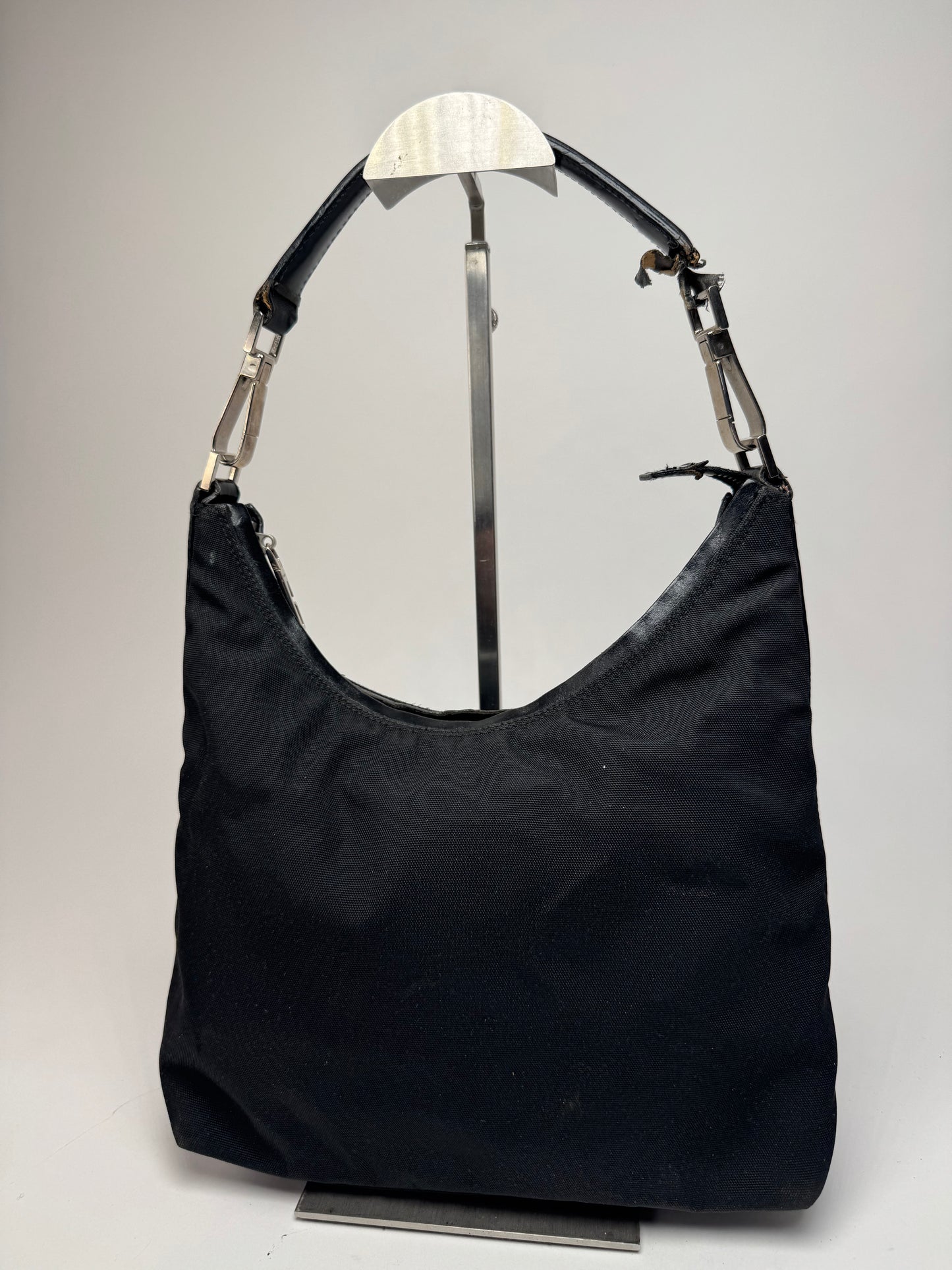 Vintage Gucci Canvas Leather Handbag Black
