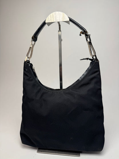 Vintage Gucci Canvas Leather Handbag Black