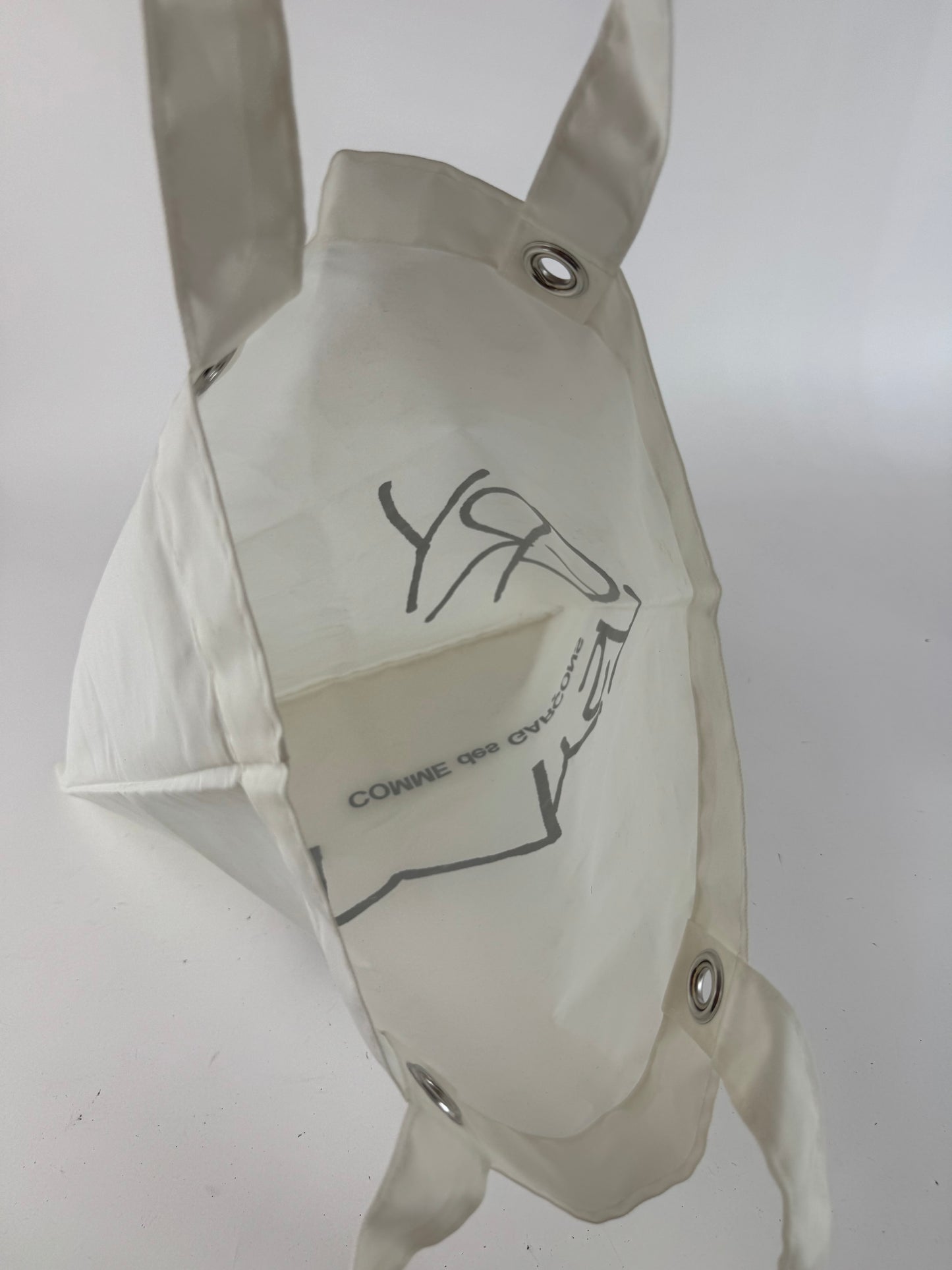 Sac cabas vintage Comme Des Garçons en polyester blanc noir