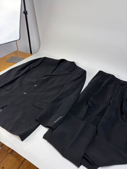 Vintage Versace Men's Wool Blend Suit Black XL