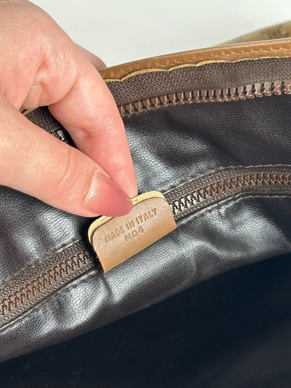 Vintage Celine Triomphe Leather Clutch brown