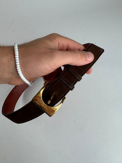 Vintage Yves Saint Laurent Suede Leather Belt Brown