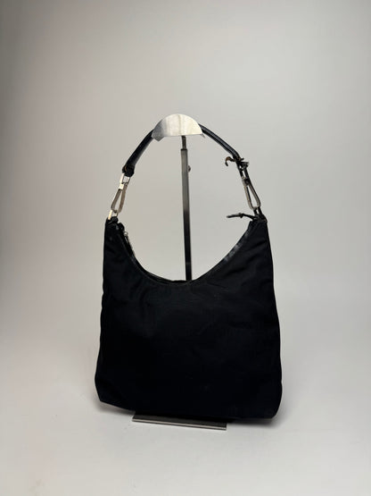 Vintage Gucci Canvas Leather Handbag Black