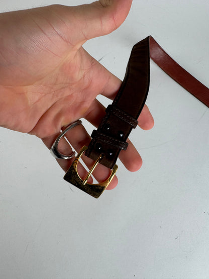 Vintage Yves Saint Laurent Suede Leather Belt Brown