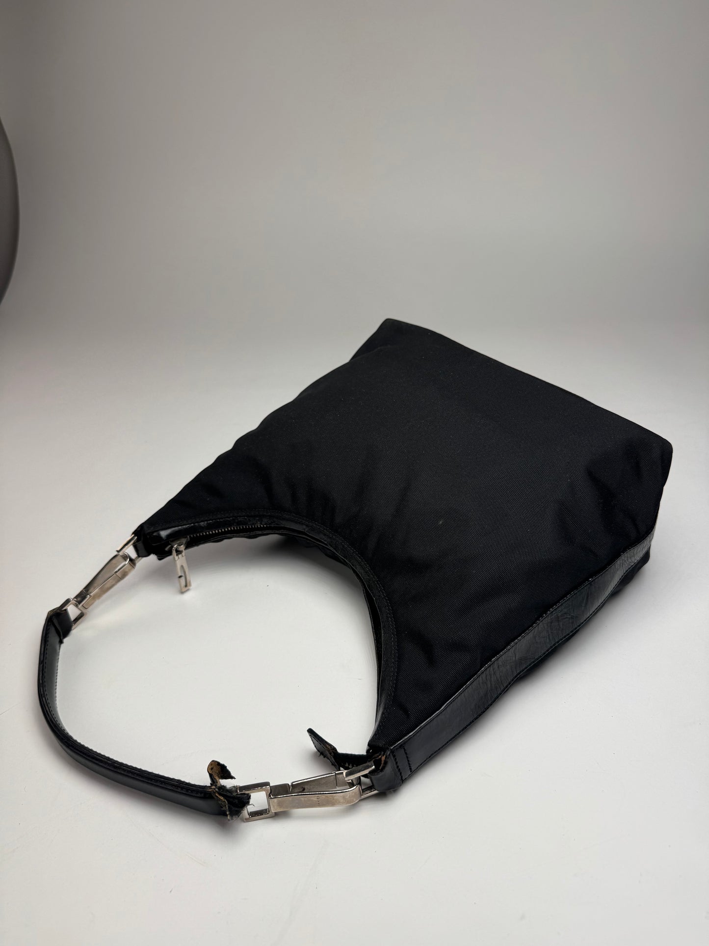 Vintage Gucci Canvas Leather Handbag Black