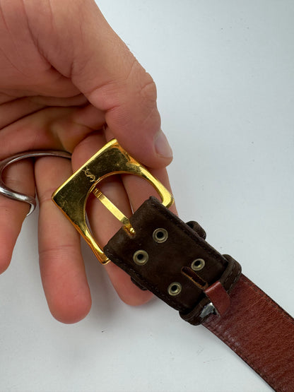 Vintage Yves Saint Laurent Suede Leather Belt Brown