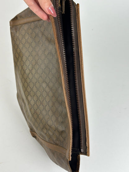 Vintage Celine Triomphe Leather Clutch brown