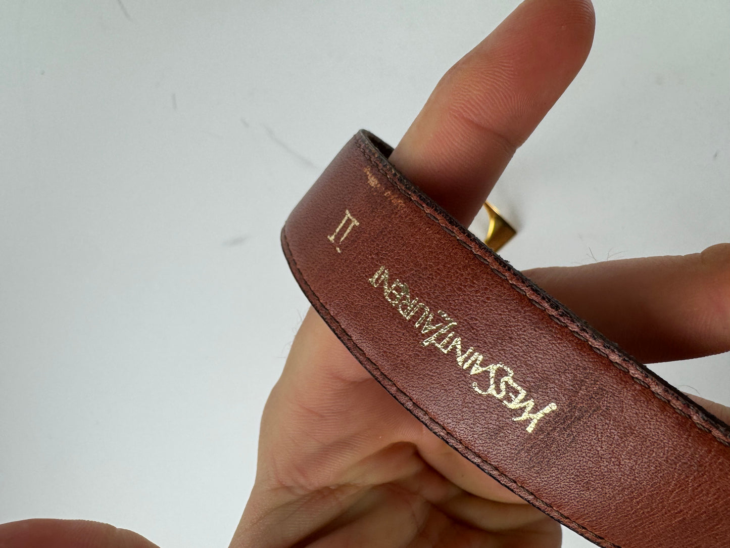 Vintage Yves Saint Laurent Suede Leather Belt Brown