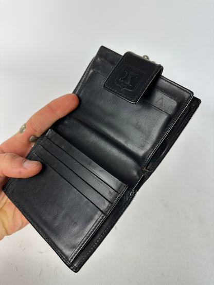 Vintage Celine Paris Triomphe Monogram Leather Wallet Black Brown