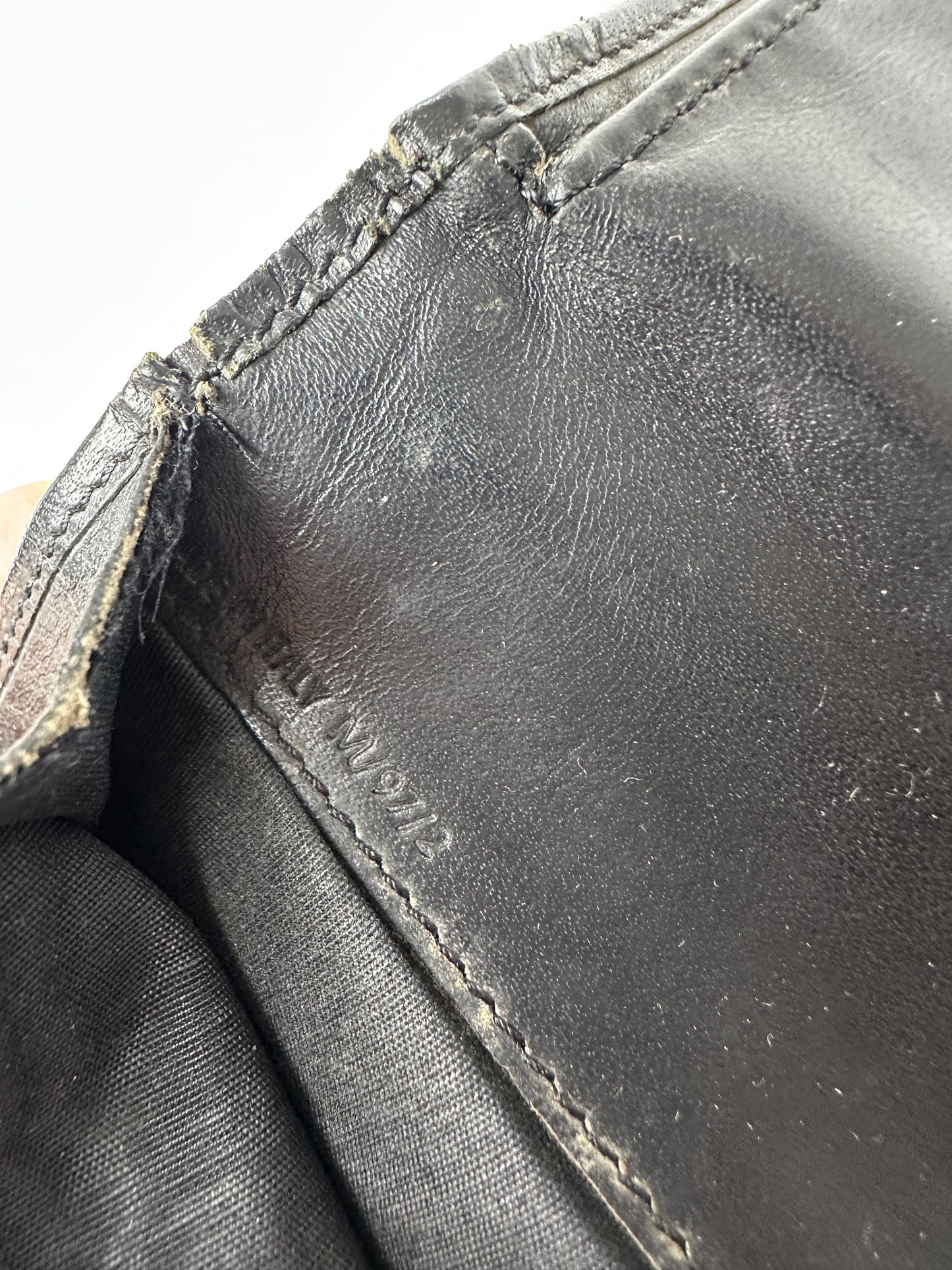 Vintage Celine Paris Triomphe Monogram Leather Wallet Black Brown