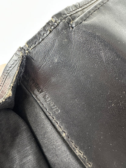 Vintage Celine Paris Triomphe Monogram Leather Wallet Black Brown