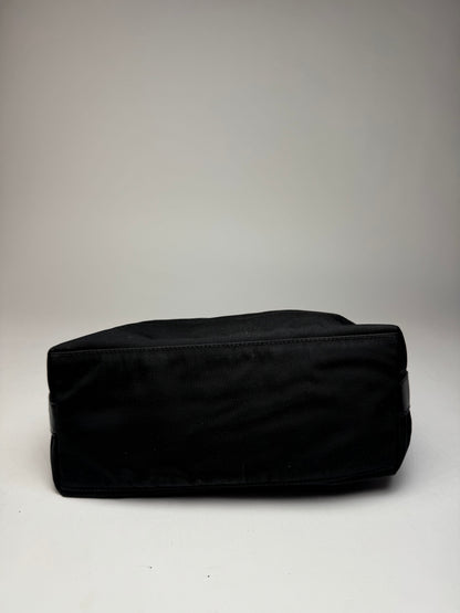 Vintage Gucci Canvas Leather Handbag Black