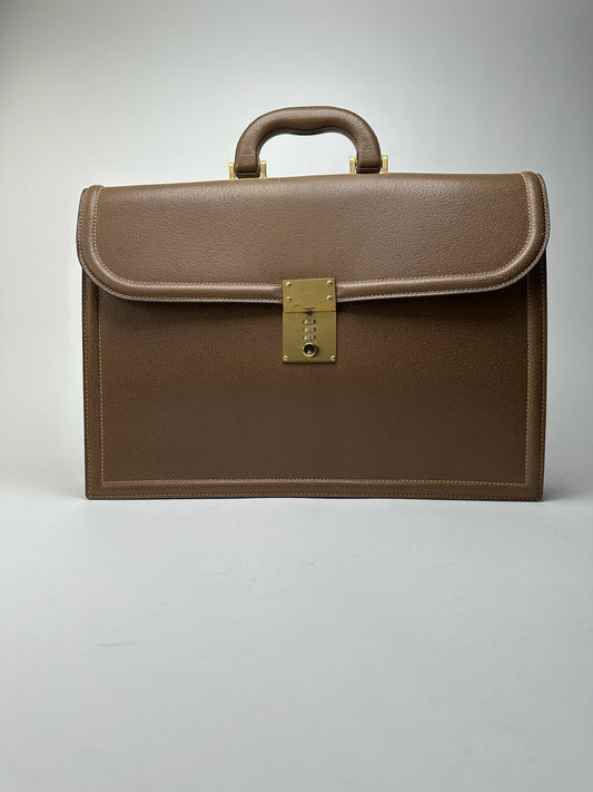 Vintage gucci leather briefcase brown