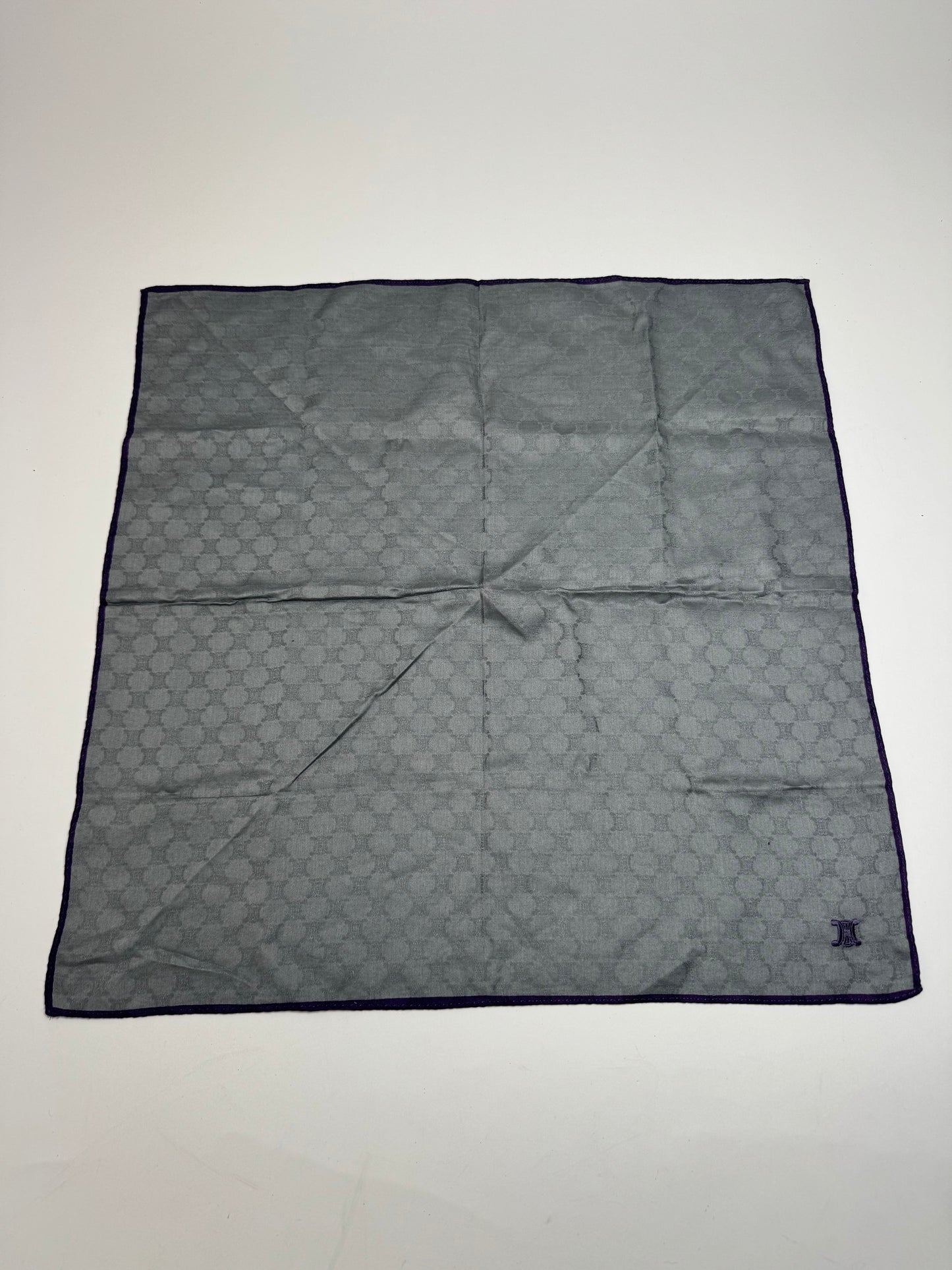 Vintage Celine Monogram Scarf Silver Blue
