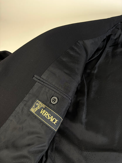 Vintage Versace Men's Wool Blend Suit Black XL