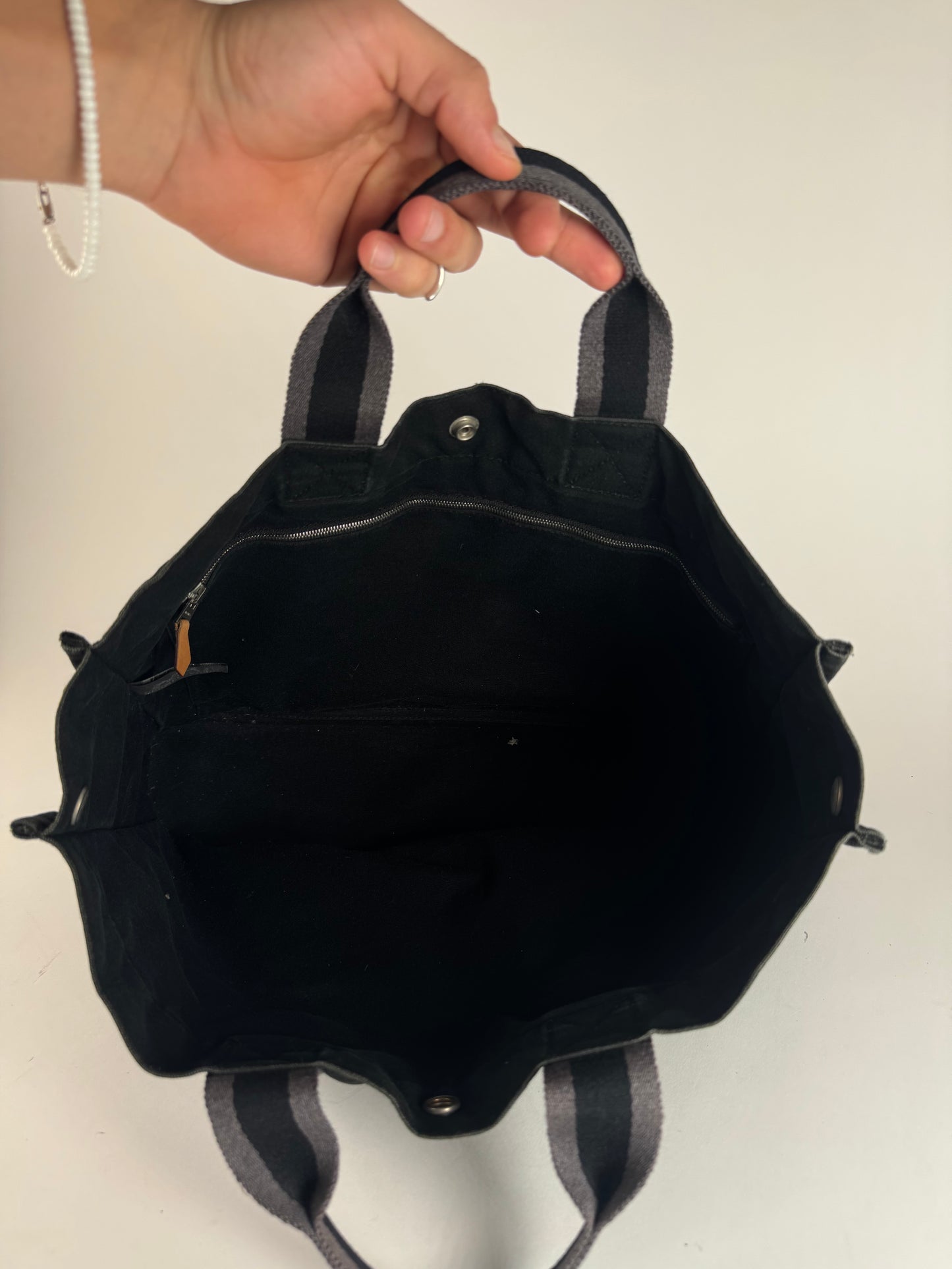 Vintage Hermes Canvas Tote Bag black