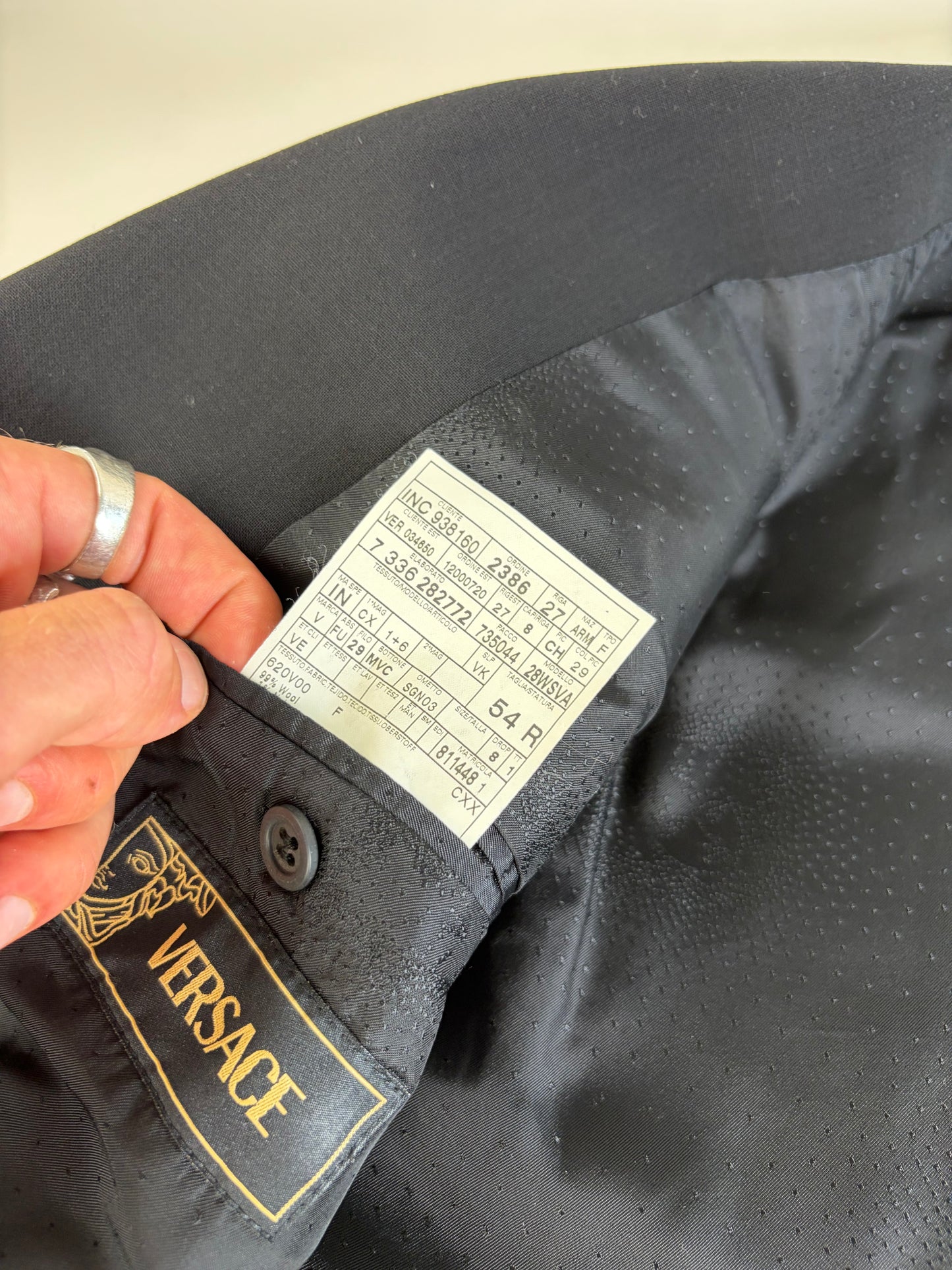 Vintage Versace Men's Wool Blend Suit Black XL