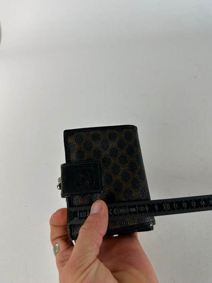 Vintage Celine Paris Triomphe Monogram Leather Wallet Black Brown