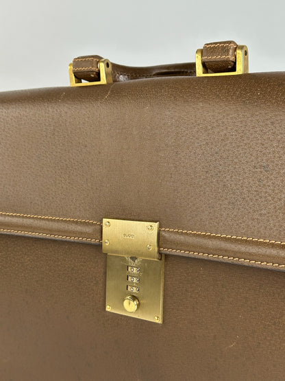 Vintage gucci leather briefcase brown