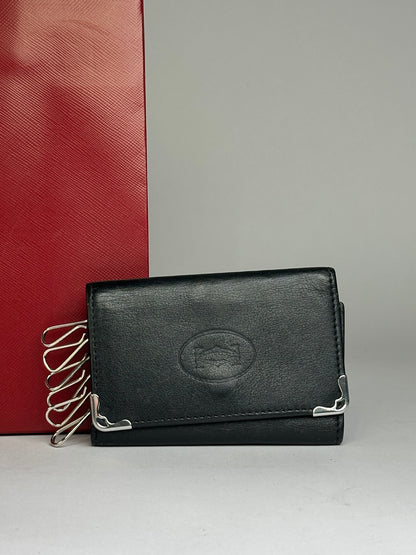 Vintage Cartier Leather Key Holder c. Late 1980s Black Burgundy