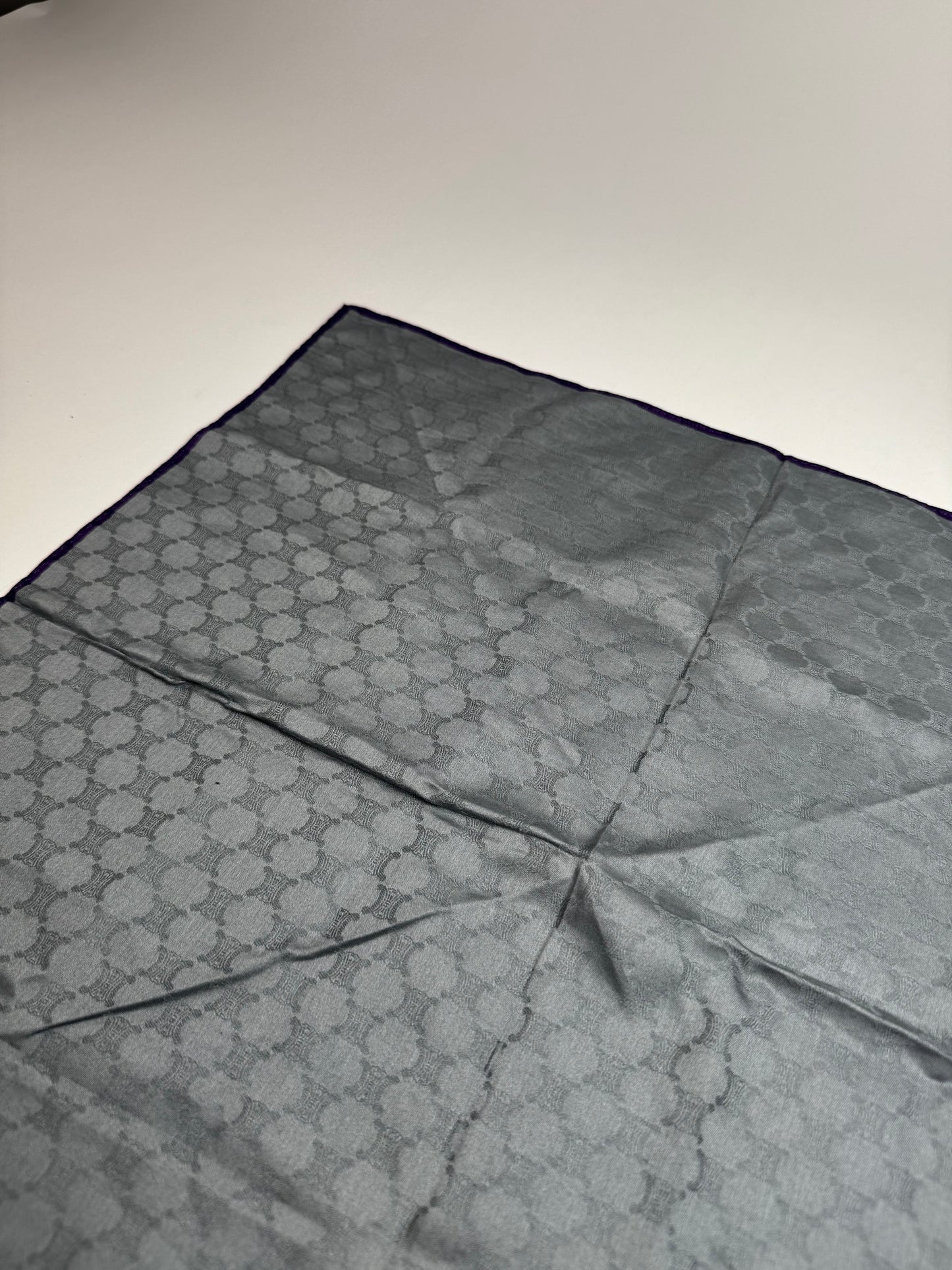 Vintage Celine Monogram Scarf Silver Blue
