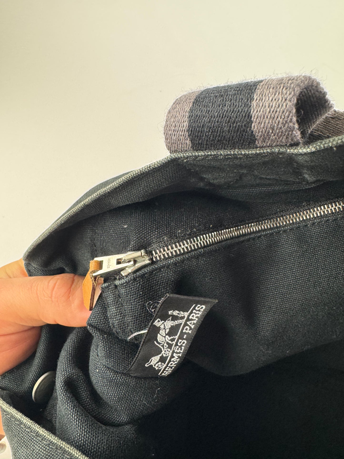 Vintage Hermes Canvas Tote Bag black