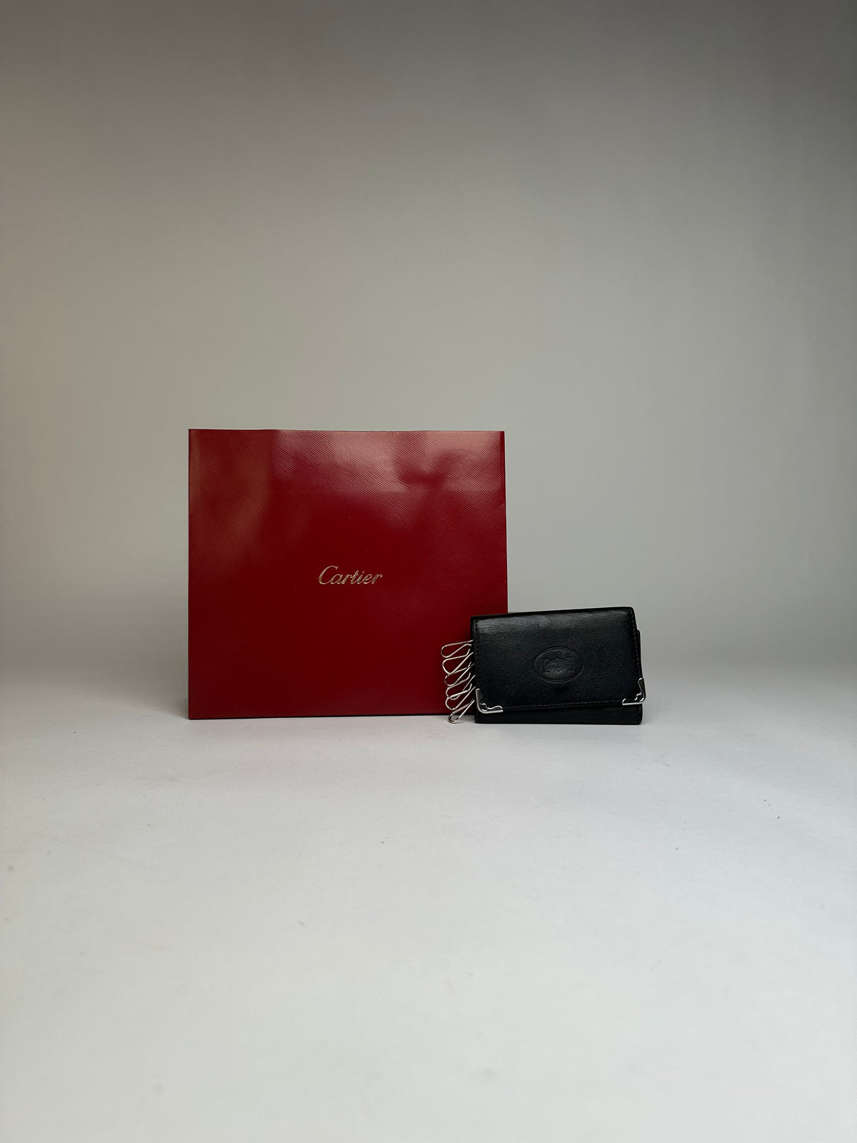 Vintage Cartier Leather Key Holder c. Late 1980s Black Burgundy