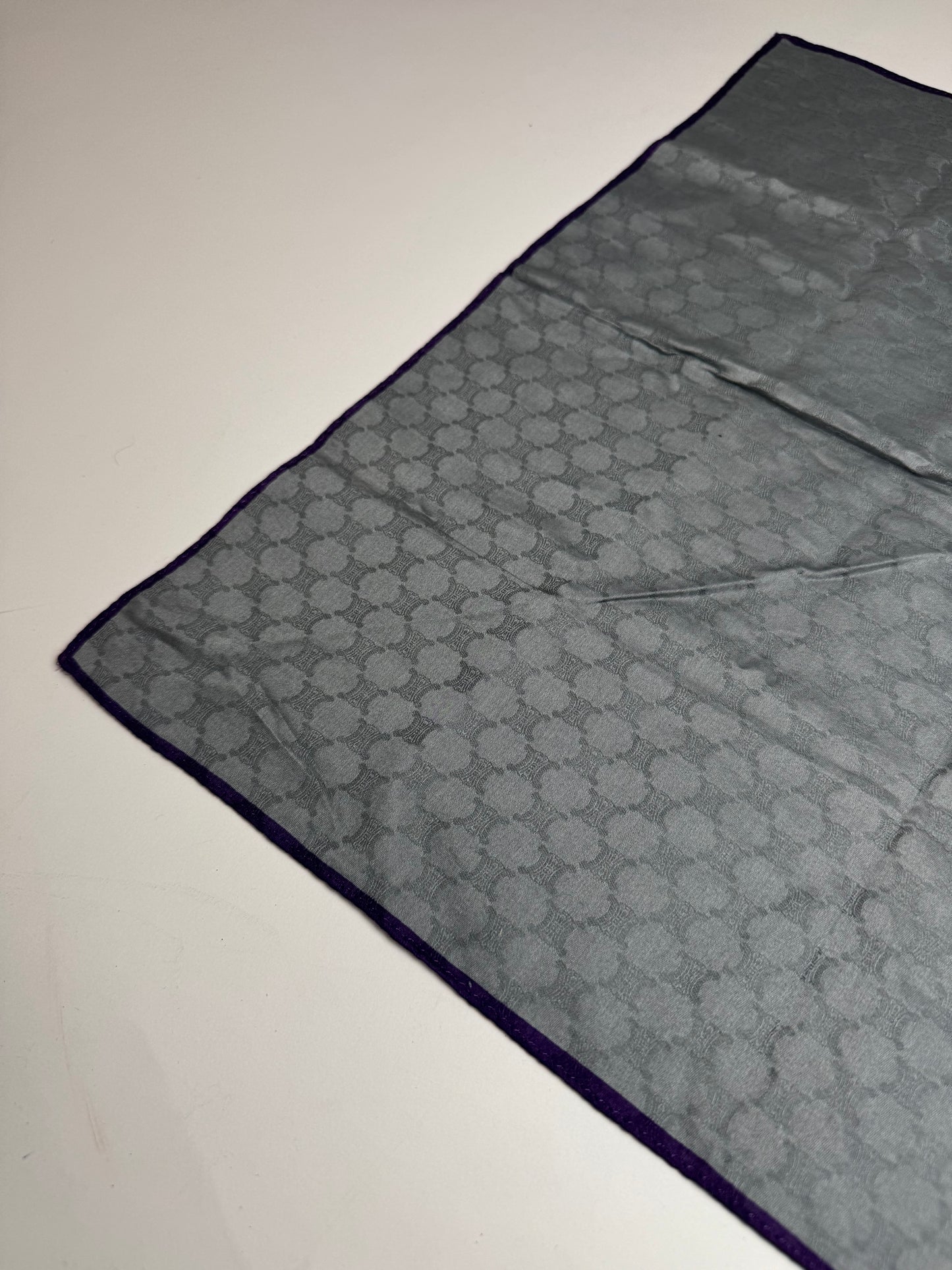 Vintage Celine Monogram Scarf Silver Blue