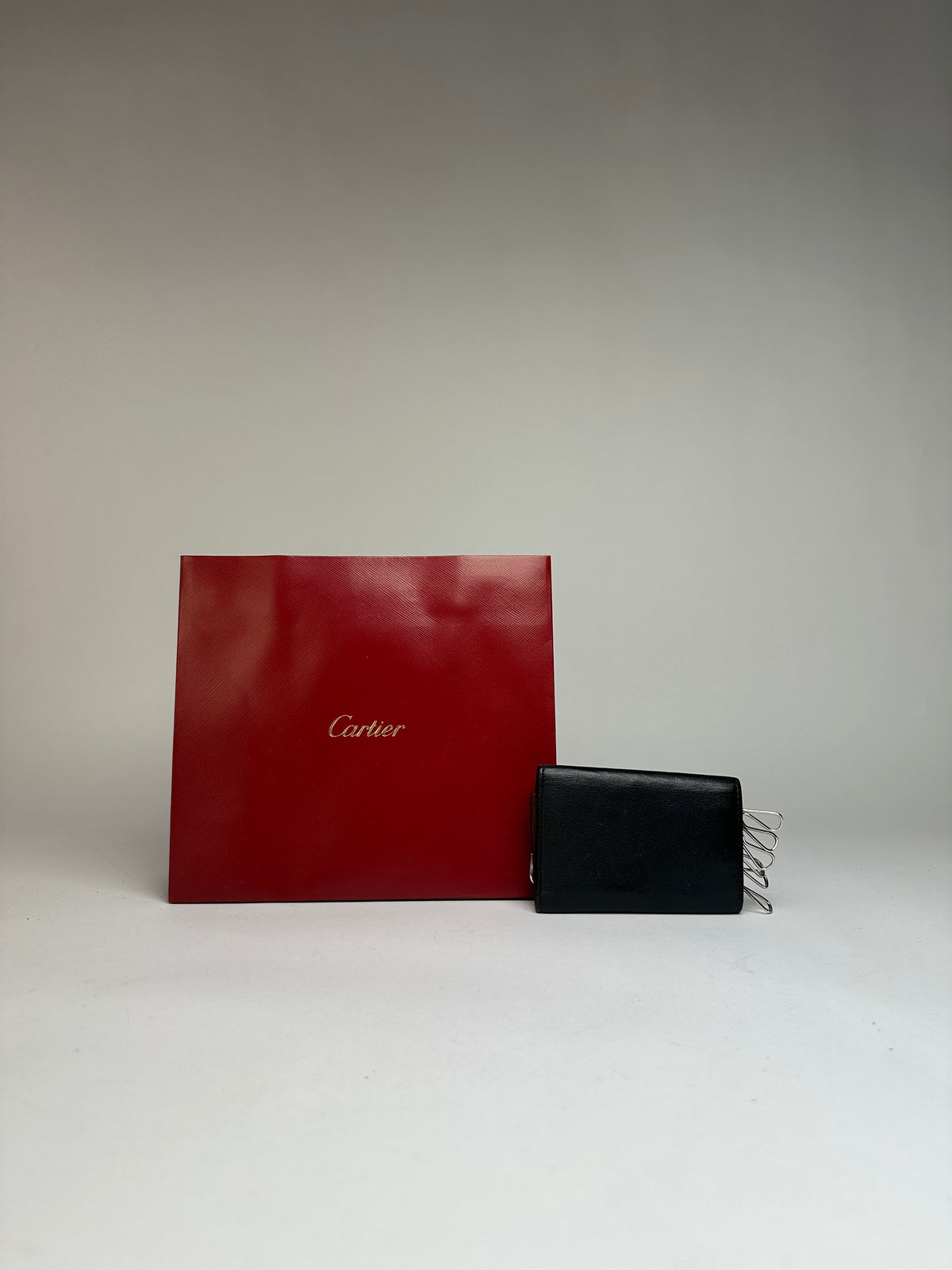 Vintage Cartier Leather Key Holder c. Late 1980s Black Burgundy
