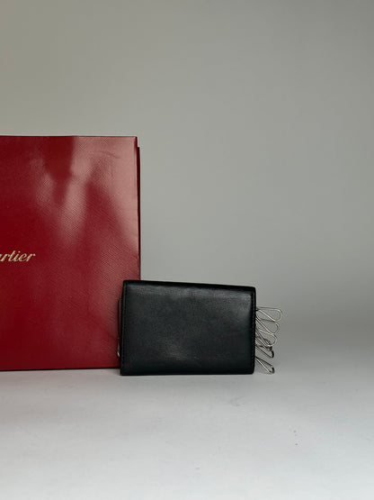 Vintage Cartier Leather Key Holder c. Late 1980s Black Burgundy