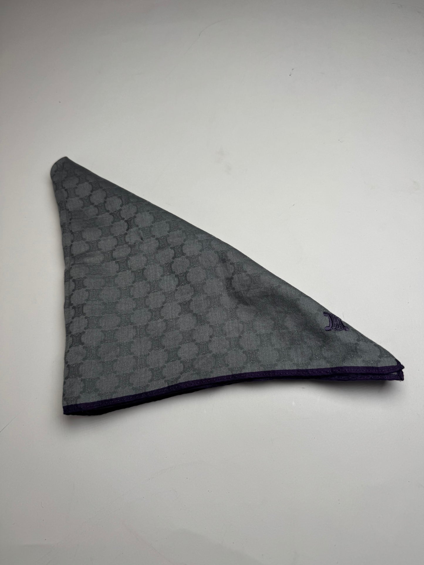 Vintage Celine Monogram Scarf Silver Blue