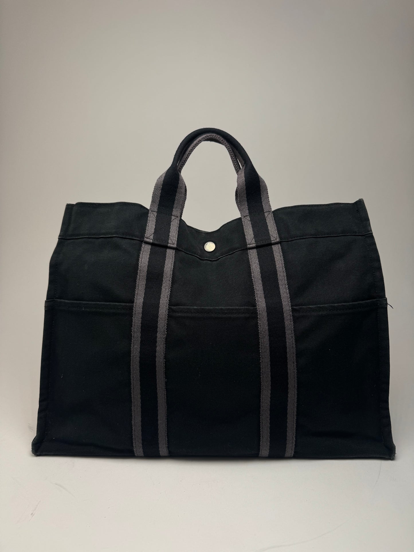 Vintage Hermes Canvas Tote Bag black