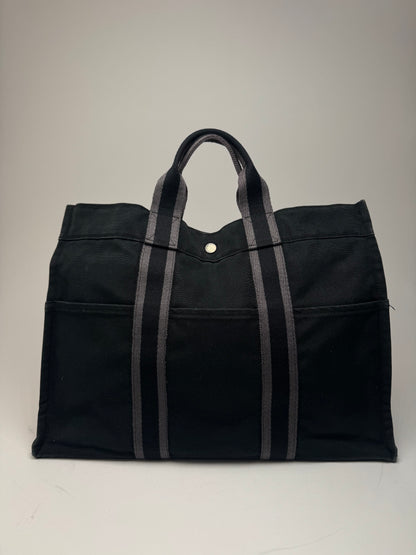 Vintage Hermes Canvas Tote Bag black