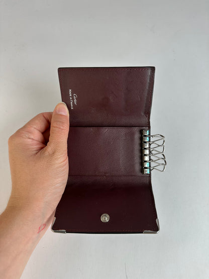 Vintage Cartier Leather Key Holder c. Late 1980s Black Burgundy